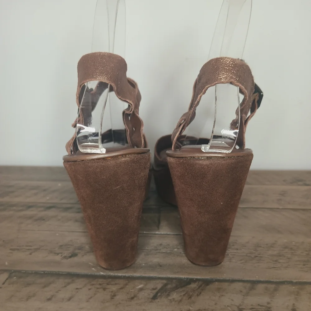 Kork-Ease Leather Criss Cross Wedge Platform Sandals